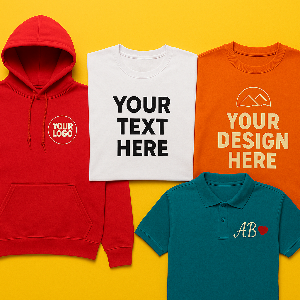 Custom Hoodies, T-Shirts, Sweatshirts & Polos – Add Your Logo or Design