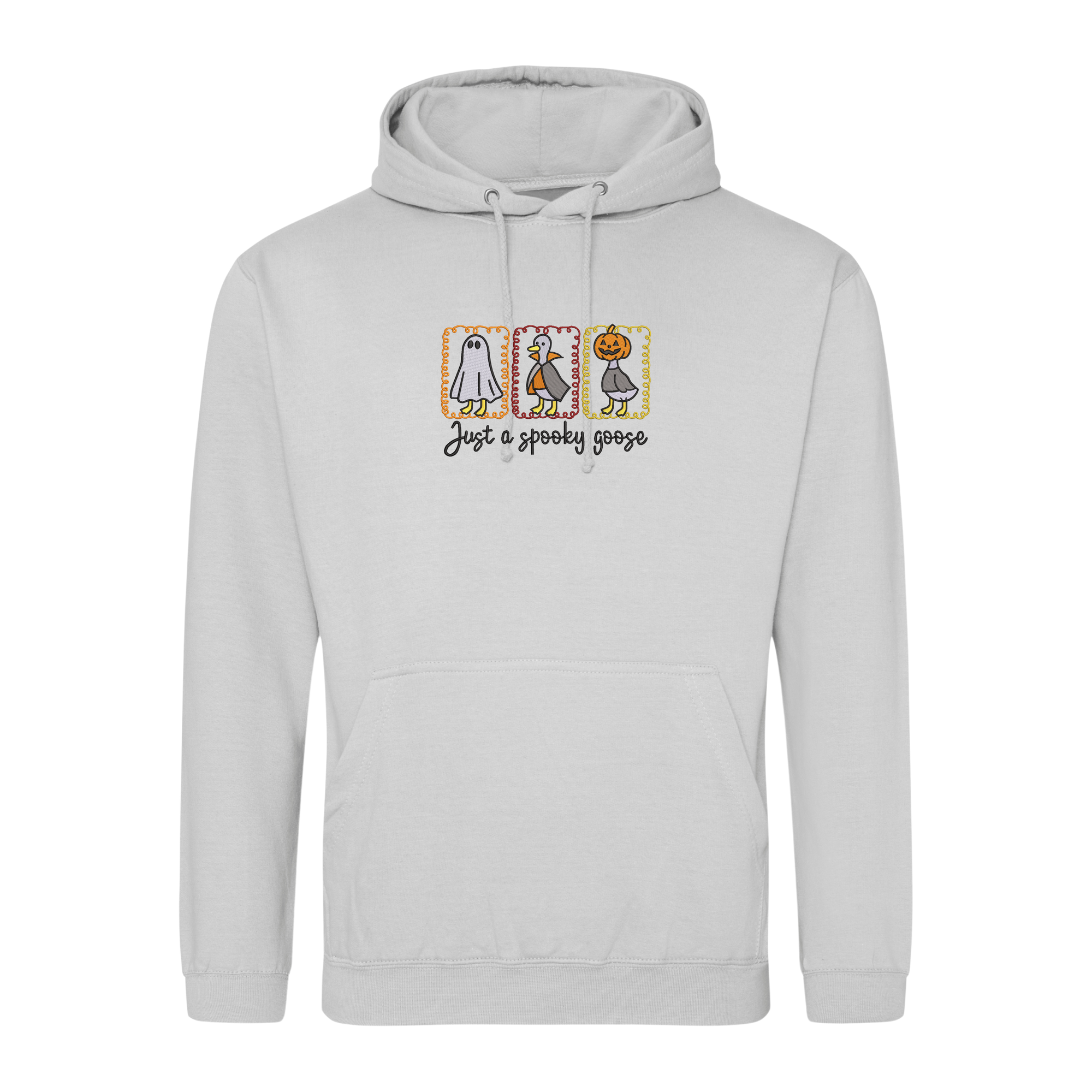 Funny Halloween Goose Embroidered Hoodie – Spooky Cute Fall Sweatshirt