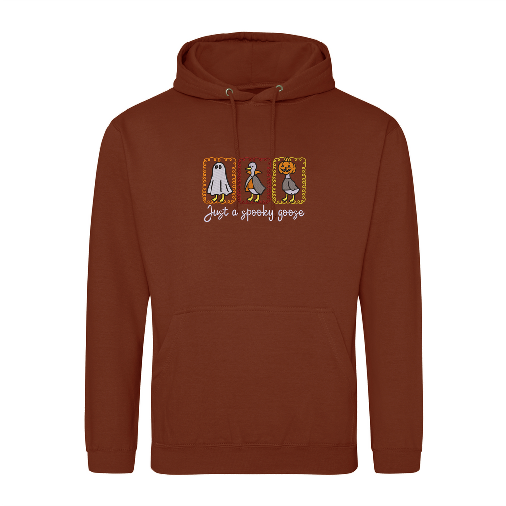 Funny Halloween Goose Embroidered Hoodie – Spooky Cute Fall Sweatshirt