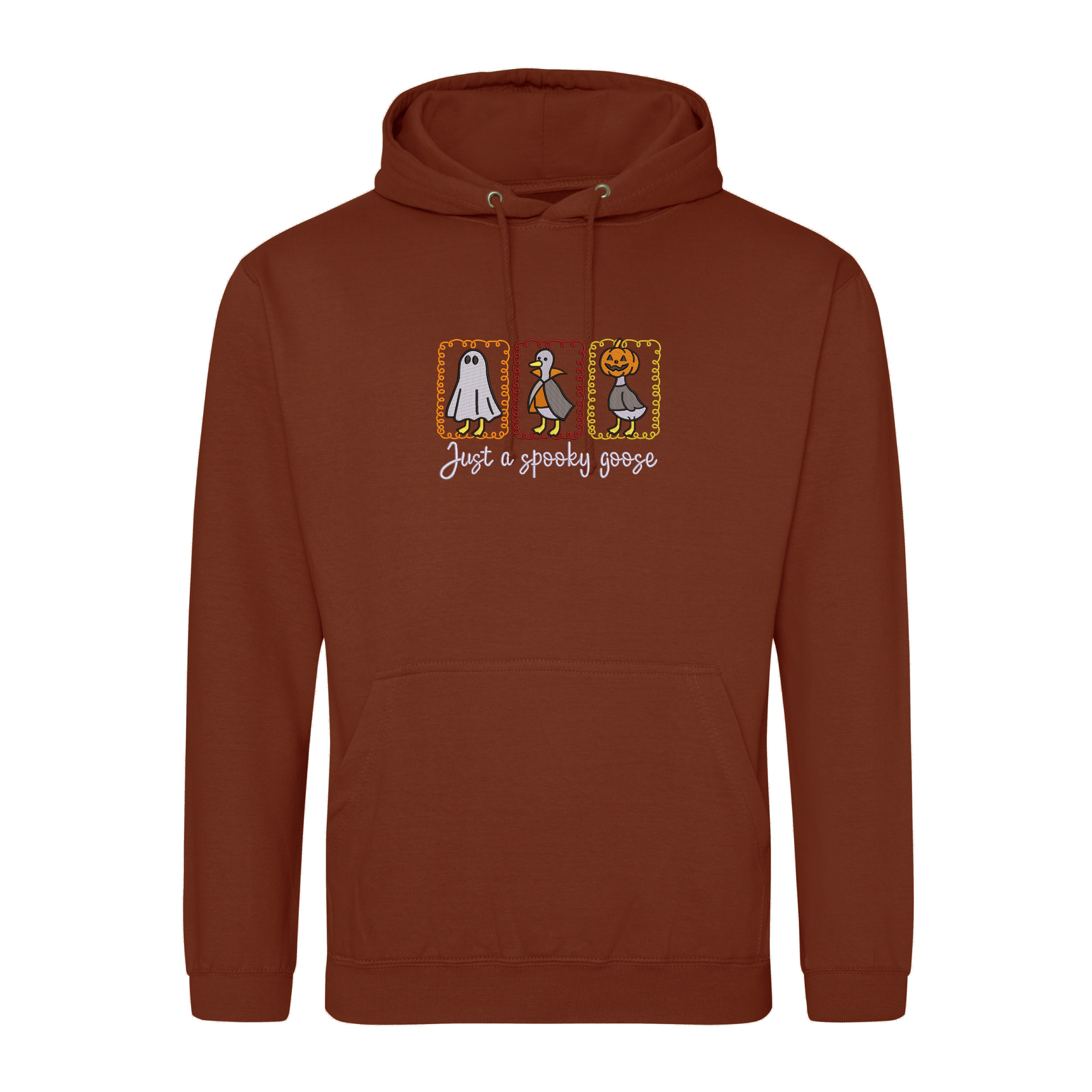 Funny Halloween Goose Embroidered Hoodie – Spooky Cute Fall Sweatshirt