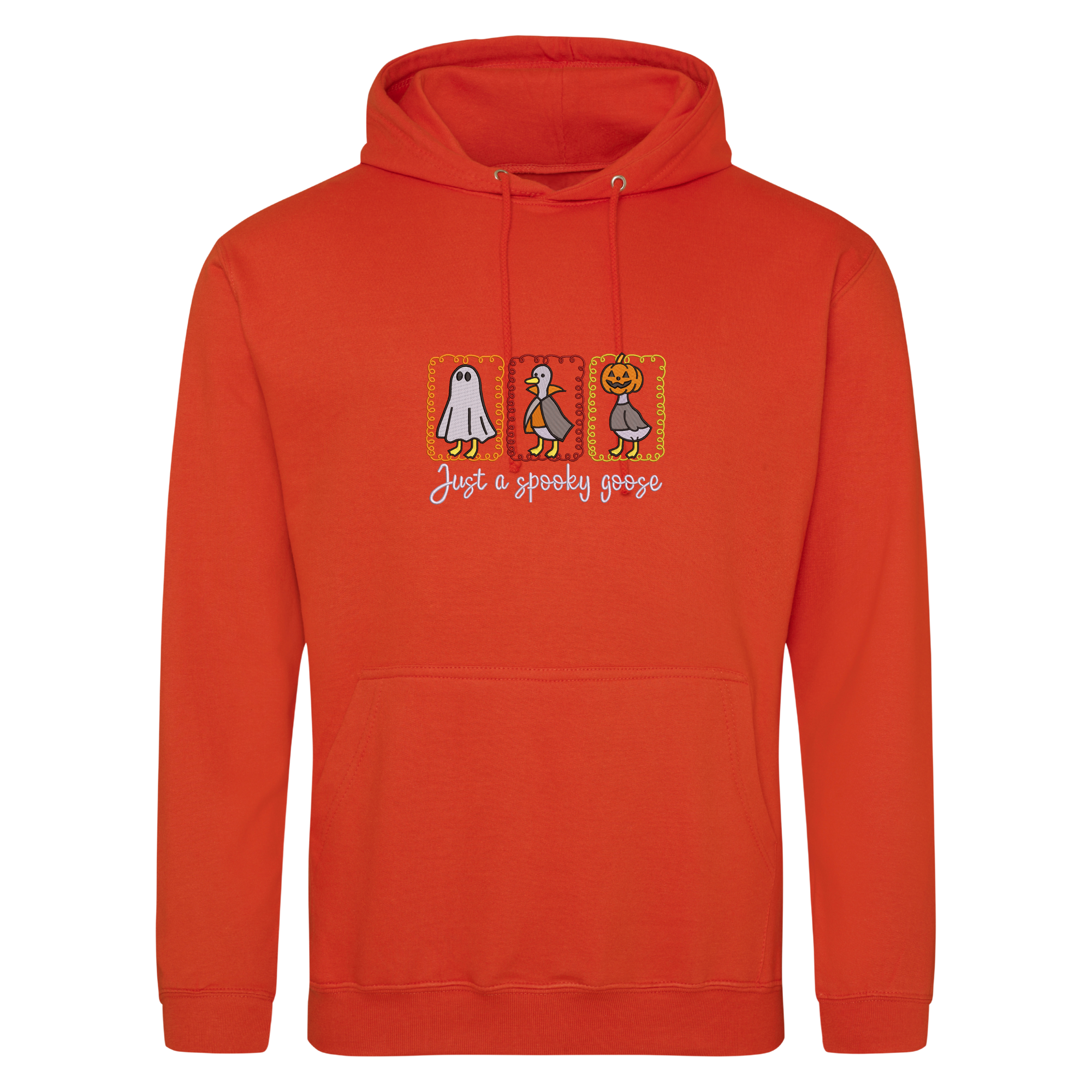 Funny Halloween Goose Embroidered Hoodie – Spooky Cute Fall Sweatshirt
