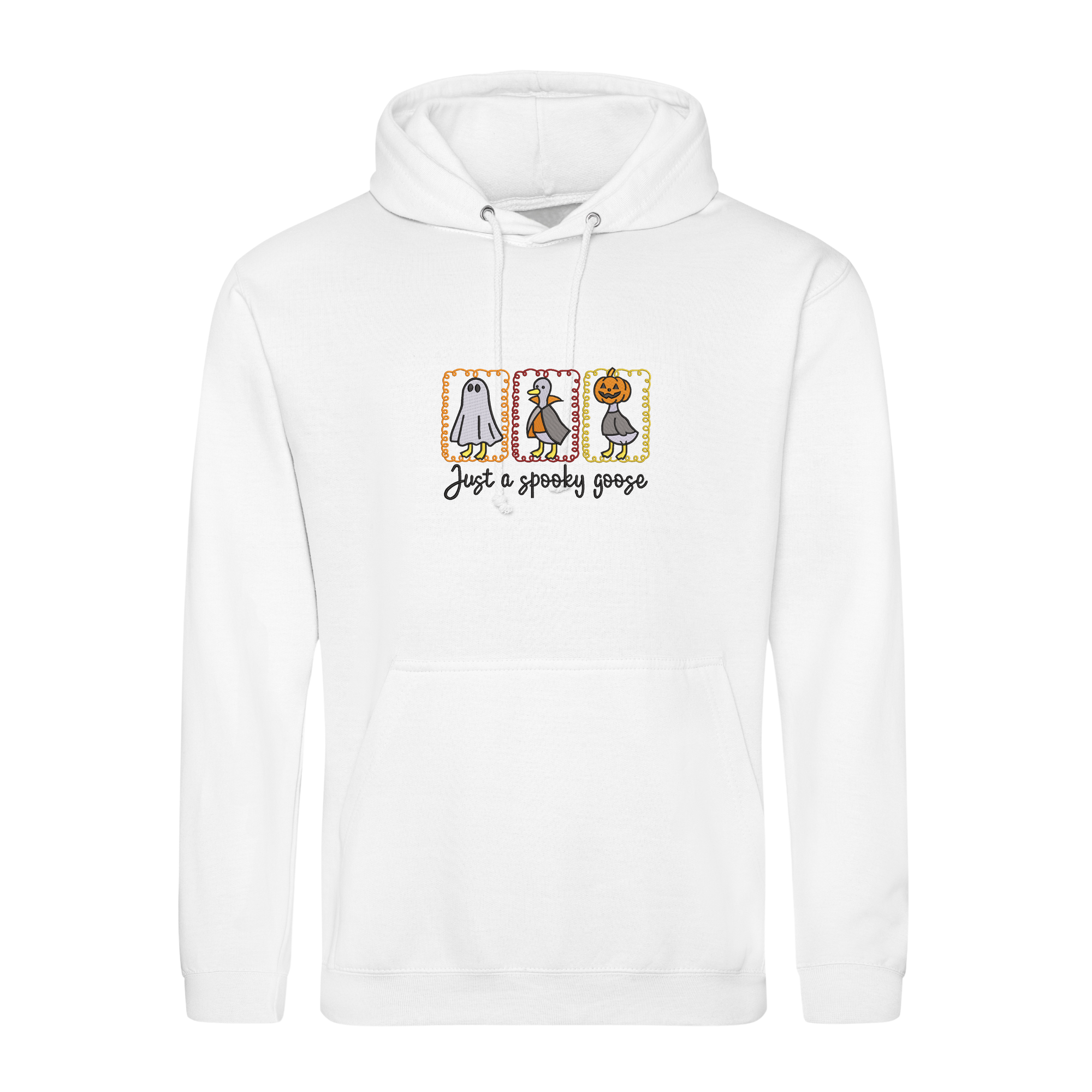Funny Halloween Goose Embroidered Hoodie – Spooky Cute Fall Sweatshirt