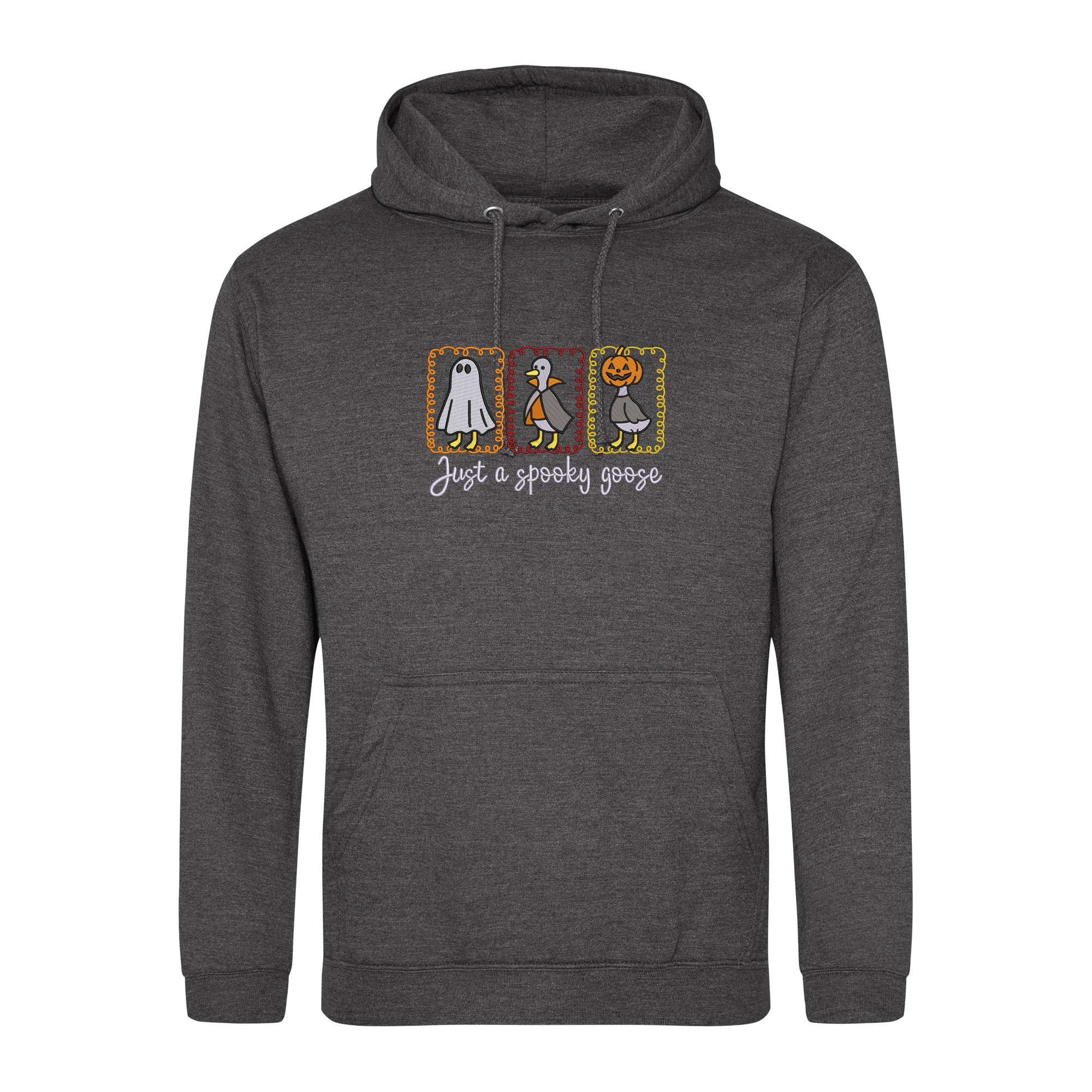 Funny Halloween Goose Embroidered Hoodie – Spooky Cute Fall Sweatshirt