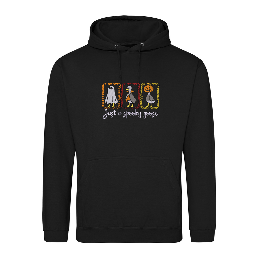 Funny Halloween Goose Embroidered Hoodie – Spooky Cute Fall Sweatshirt