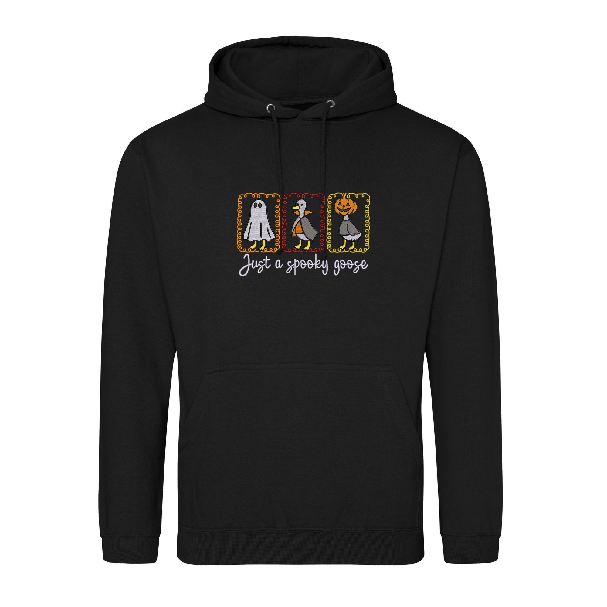 Funny Halloween Goose Embroidered Hoodie – Spooky Cute Fall Sweatshirt