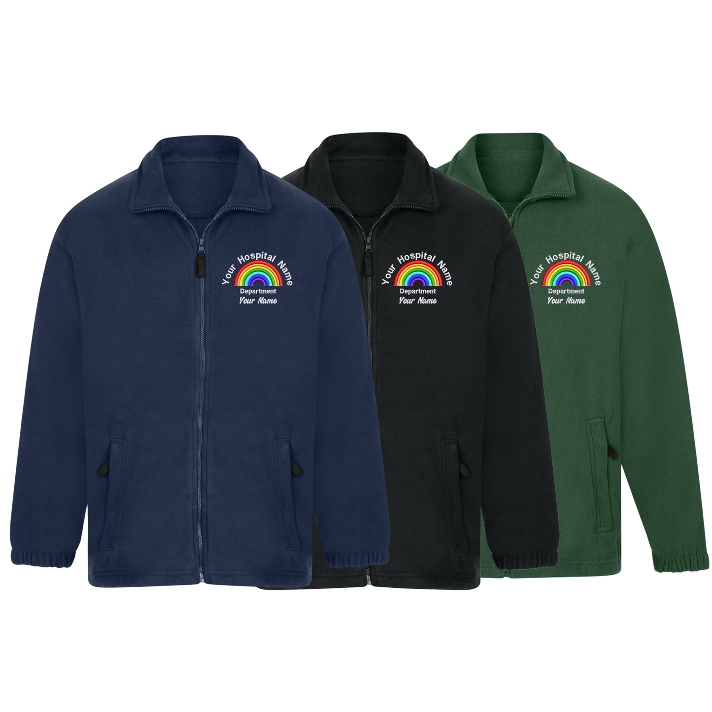 Rainbow fleece Custom Embroidered | uniform | Custom Name | Fleece jacket | Department name |